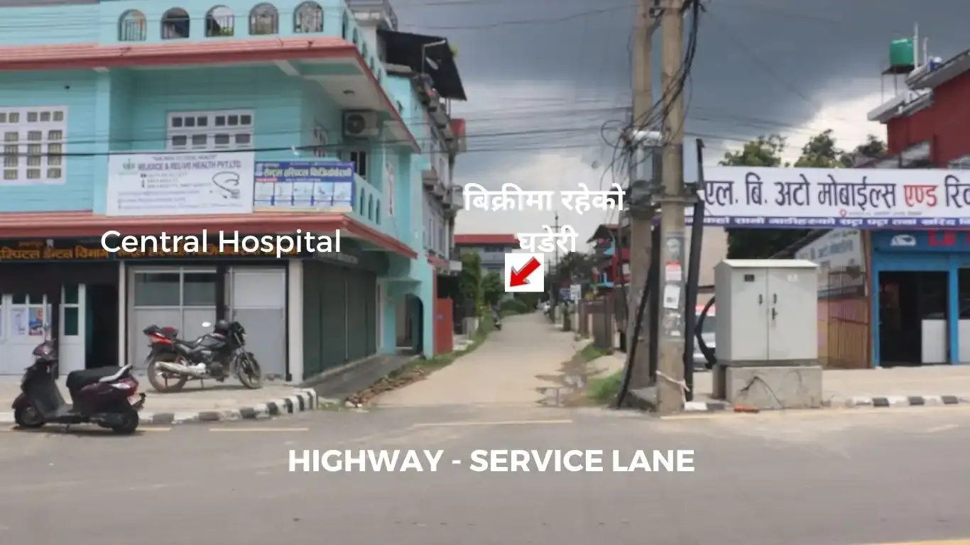Land for sale in Bharatpur, Airport Road plot, commercial land near Bharatpur Central Hospital, land near Manakamana Hospital, Bharatpur-10 real estate, east-facing land in Nepal, land near Choubish Kothi, Nepal highway land sale, Bharatpur airport land