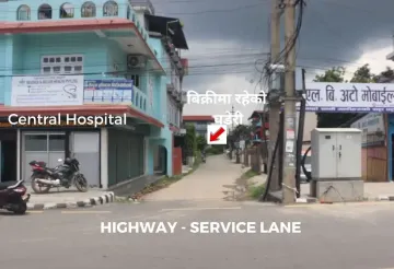 Land for sale in Bharatpur, Airport Road plot, commercial land near Bharatpur Central Hospital, land near Manakamana Hospital, Bharatpur-10 real estate, east-facing land in Nepal, land near Choubish Kothi, Nepal highway land sale, Bharatpur airport land