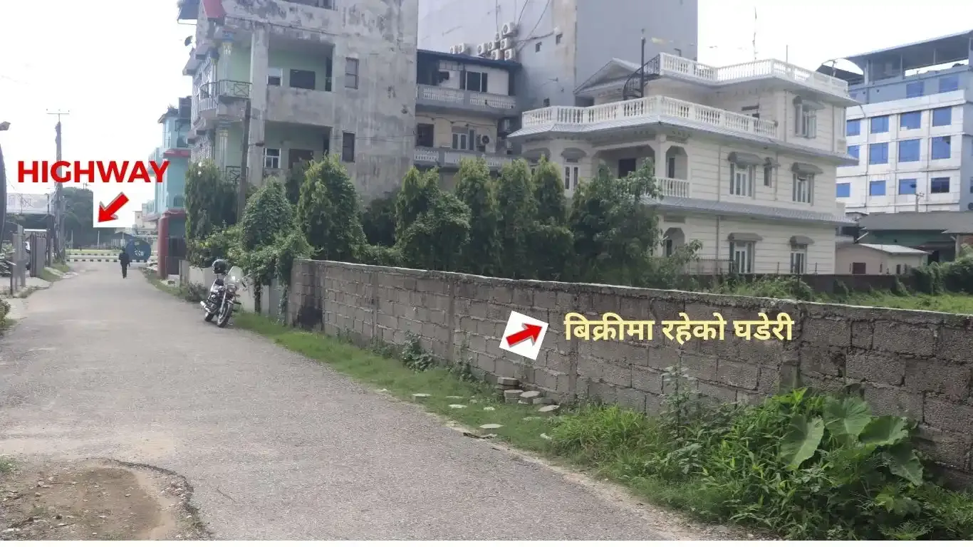 Land for sale in Bharatpur, Airport Road plot, commercial land near Bharatpur Central Hospital, land near Manakamana Hospital, Bharatpur-10 real estate, east-facing land in Nepal, land near Choubish Kothi, Nepal highway land sale, Bharatpur airport land