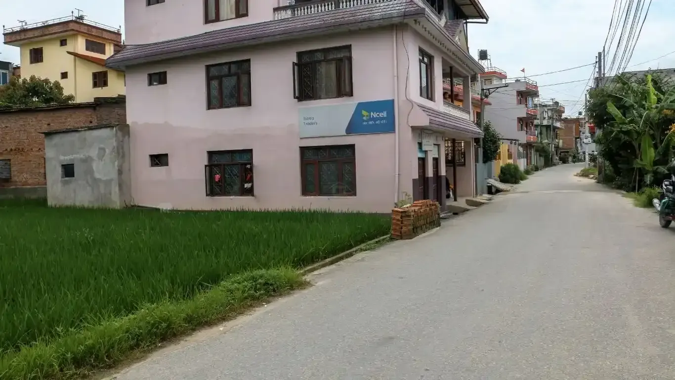 Bhaktapur main road land, Saraswotikhel commercial land, land for sale Changunarayan, 12 Aana mixed-use land, roadside land Bhaktapur, blacktop frontage plot Kathmandu Valley