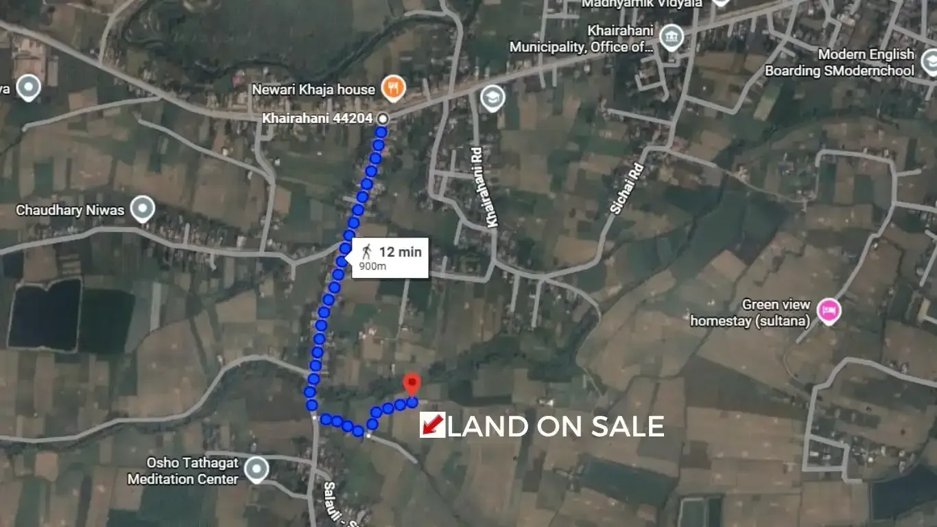 Khairahani land for sale, land near Parsa Bazar Chitwan, industrial land Chitwan, land for school Chitwan, land for warehouse Nepal, 13 kattha land Khairahani, south facing land Nepal, Chitwan plotting land