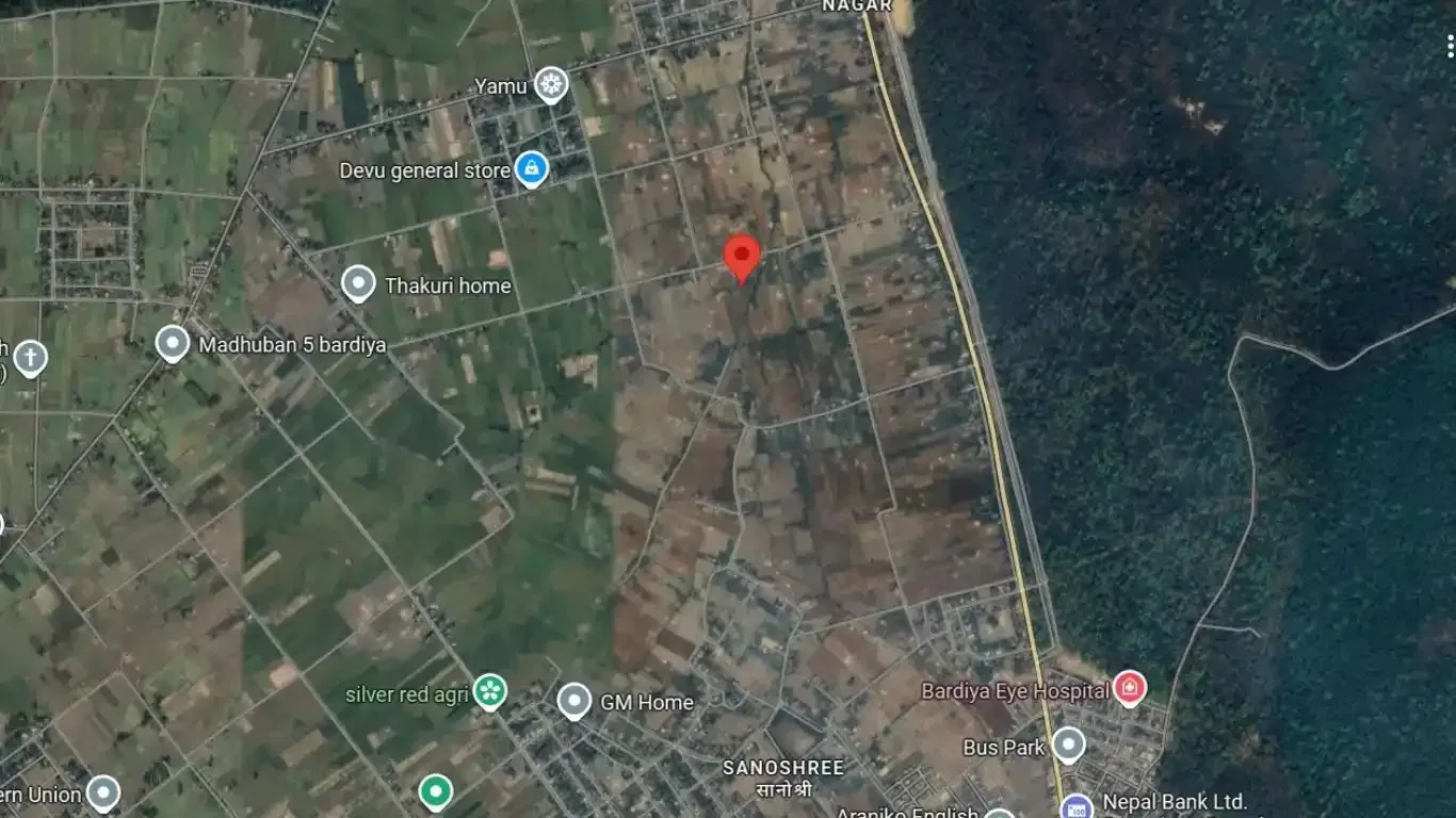 Madhuban land for sale, Bardiya land, 10 kaththa land, east-facing land Bardiya, Madhuban municipality property, gravel road land Bardiya, cheap land Bardiya, Bardiya real estate, 8 meter road frontage land, direct owner sale Bardiya